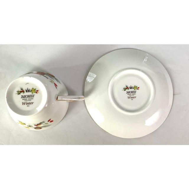Early 20th Century Early 20th Century Duchess-“Winter”-English Bone, China, Teacup and Saucer For Sale - Image 5 of 6