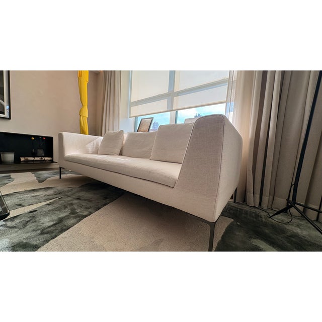 Contemporary 1990s Charles Straight Sofa - Ice Rattier, Attributed For Sale - Image 3 of 8