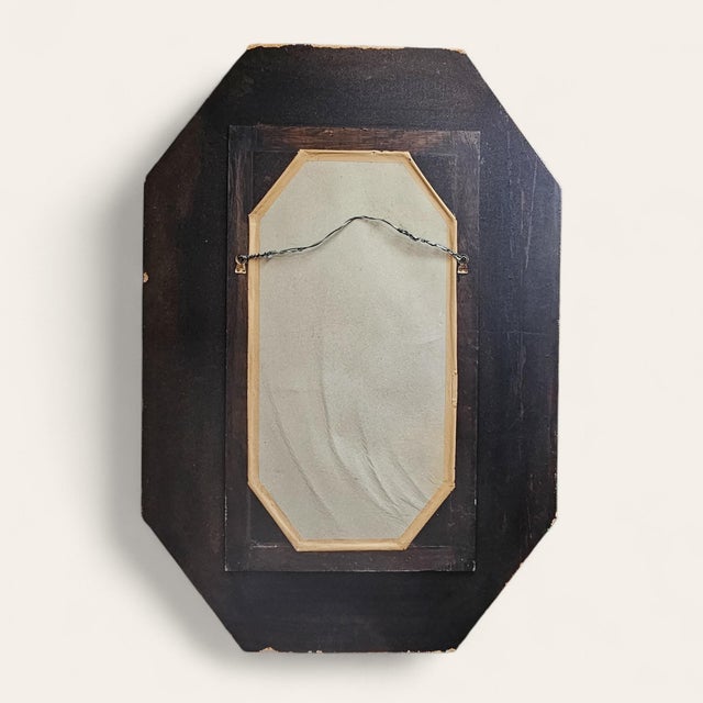 Mid 20th Century Large Italian Style Verre Églomisé Reverse Painted Glass Mirror, Hollywood Regency Style, 49″ For Sale - Image 4 of 4