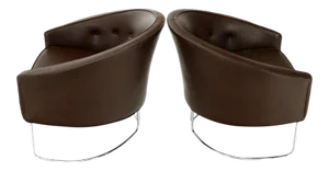 1970s Chrome Bases Barrel Back Tub Chairs - a Pair