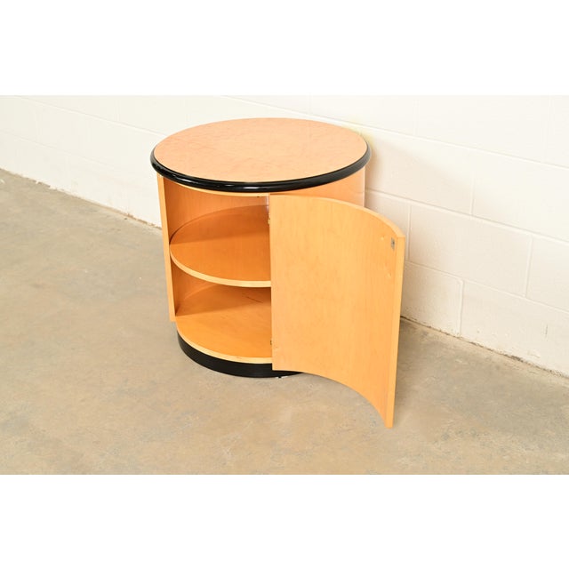 Milo Baughman Style Birdseye Maple Drum Side Table by Henredon For Sale In South Bend - Image 6 of 12