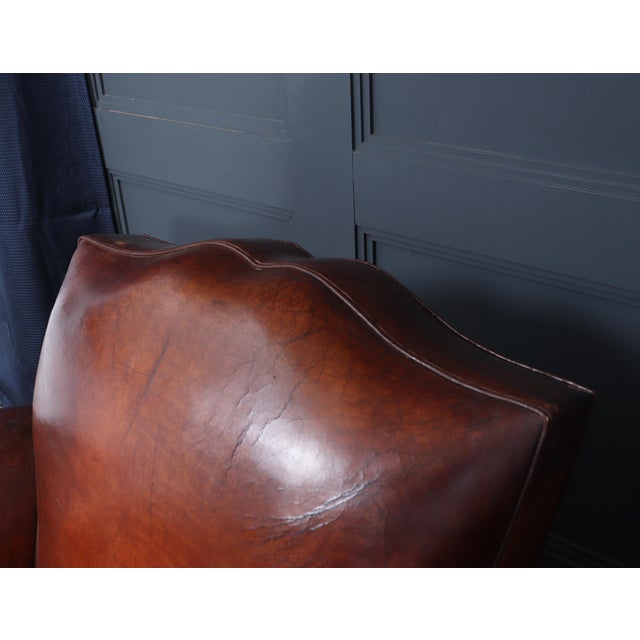 Art Deco French Moustache Back Leather Club Chairs, 1930, Set of 2 For Sale - Image 11 of 18