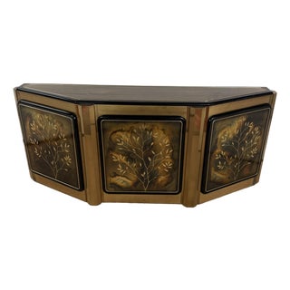 1970’s “Tree of Life” Shaved Corner Console Cabinet by Bernhard Rhône for Mastercraft For Sale
