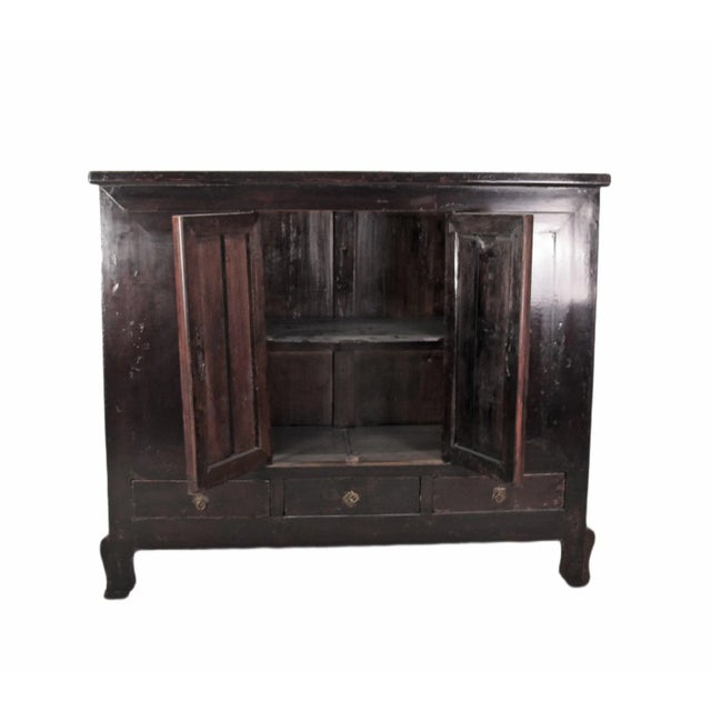 Dark Brown Chinese Antique Cabinet – 56 Inches Tall For Sale - Image 9 of 12