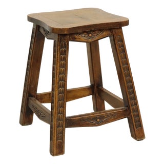 Vintage Wood Stool, 1950s For Sale