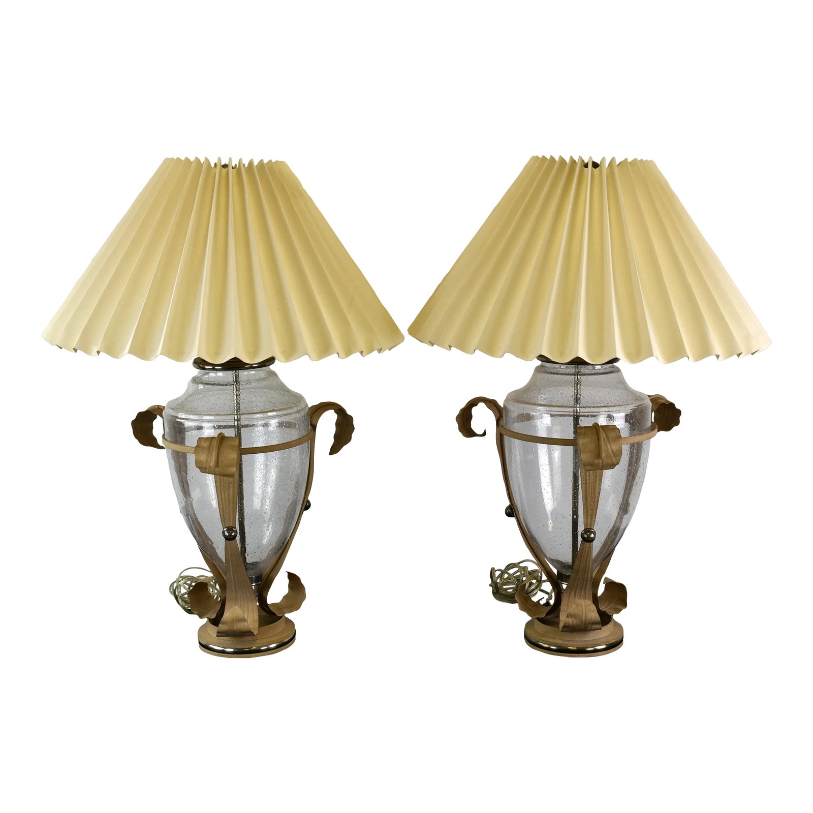Hollywood Regency Table Lamps Bubble Glass, Custom Hand-Forged Iron ...