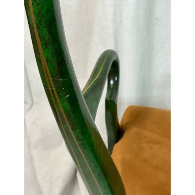 Emerald 1980s Signed Norman Lundin Green Chinoiserie Armchair For Sale - Image 8 of 18