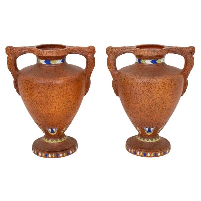 Egyptian Revival Art Deco Style Pair Vase For Sale - Image 10 of 10