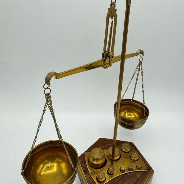 Wood Precision Scale in Brass and Wood, 1920s For Sale - Image 7 of 12