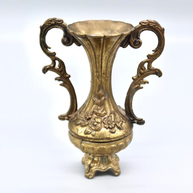 Vintage Italian Gilt Metal Bud Vase For Sale - Image 4 of 9
