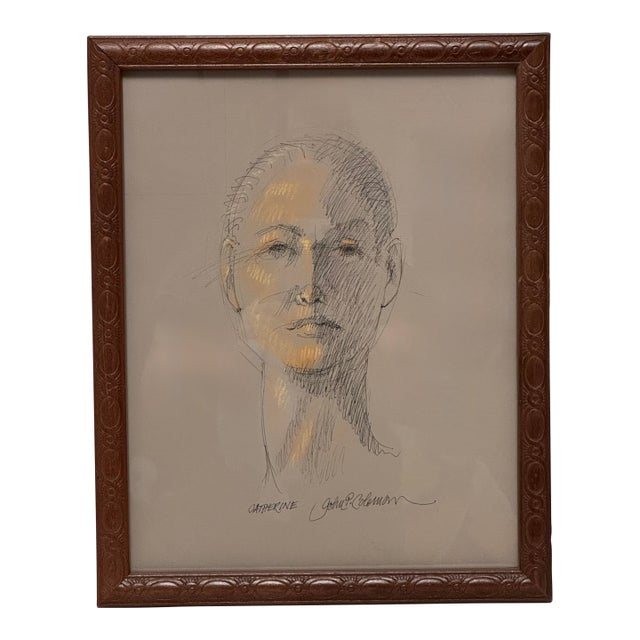 An exquisitely detailed feminine silhouette is executed with a delicate touch of black pen with pastel shading in colors...