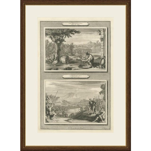 This original copper engraving from Pieter Mortier's illustrated Bible, published in Amsterdam circa 1700, shows two Old...