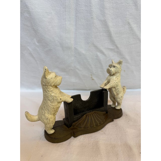 1990s White Cast Iron Scotty Dog Business Card Holder For Sale - Image 4 of 11