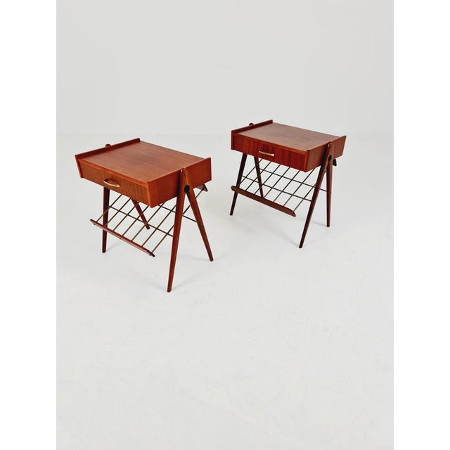 Mid-Century Danish Mahogany and Brass Nightstands, 1960s, Set of 2 For Sale - Image 13 of 18