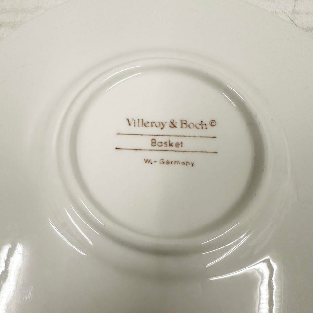 Vintage Set of Villeroy and Boch Basket Coffee Cups and Matching Saucers - Set of 8 For Sale - Image 12 of 12