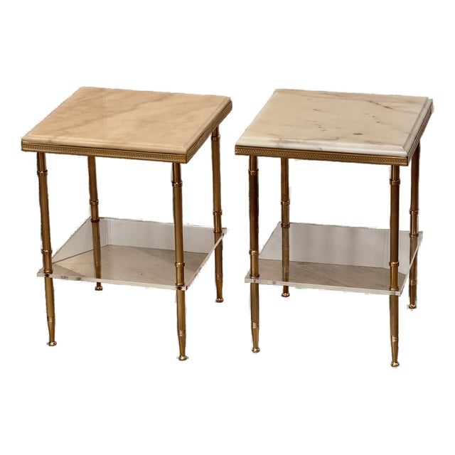 Pair of French Brass Side Tables, Mid-20th C. For Sale