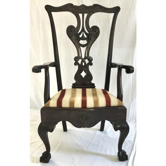 A Late 19th c. Overscaled 47" American Chippendale Artist Portrait / Sitters Chair. Nicely Carved Mahogany with Elaborate...