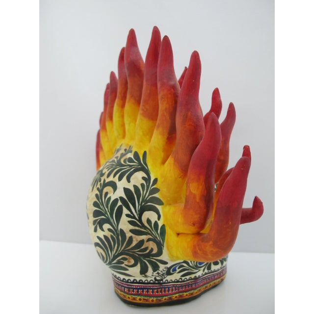 Alfonso Castillo Orta Flaming Fire Skull Day of Dead Mexican Folk Pottery For Sale - Image 10 of 12