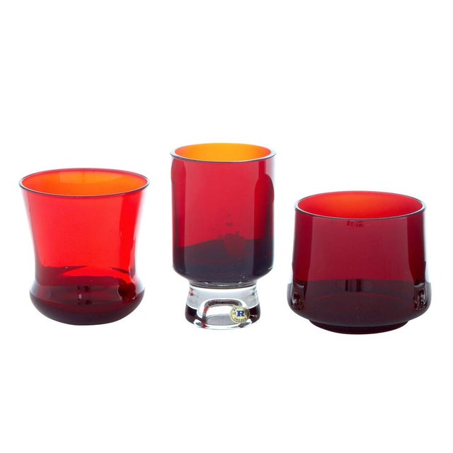 Scandinavian Red Art Glass from Monica Bratt, 1950s, Set of 5 For Sale - Image 3 of 6