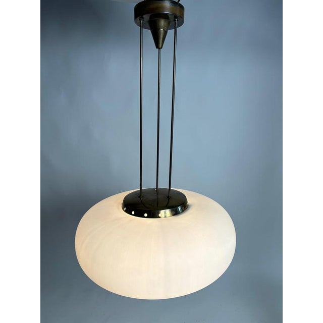 2356 Ceiling Light in Brass and Opaline Glass by Max Ingrand for Fontana Arte, Italy, 1960s For Sale - Image 3 of 9