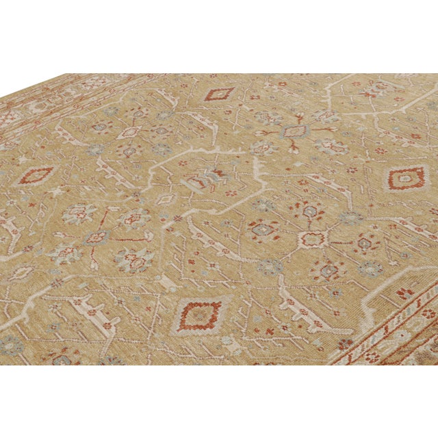 Rug & Kilim Rug & Kilim’s Oushak Style Rug in Beige-Brown, Gold Floral Patterns For Sale - Image 4 of 7