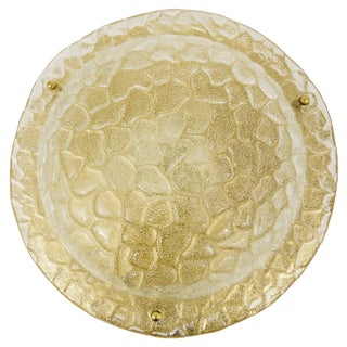 Large Textured Bubble Glass and Brass Flush Mount, Germany, 1970s For Sale
