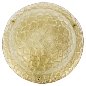 Large Textured Bubble Glass and Brass Flush Mount, Germany, 1970s