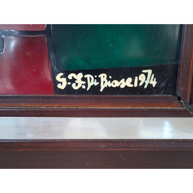 Glass S. F. Di Biase, Madonna, 1974, Enamel on Glass For Sale - Image 7 of 9