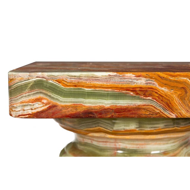 Modernist Polished Green Onyx Pedestal Column for Sculpture For Sale - Image 10 of 12