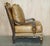 Set of Large Vintage Italian Brown Leather & Giltwood Throne Armchair & Footstool For Sale - Image 15 of 18