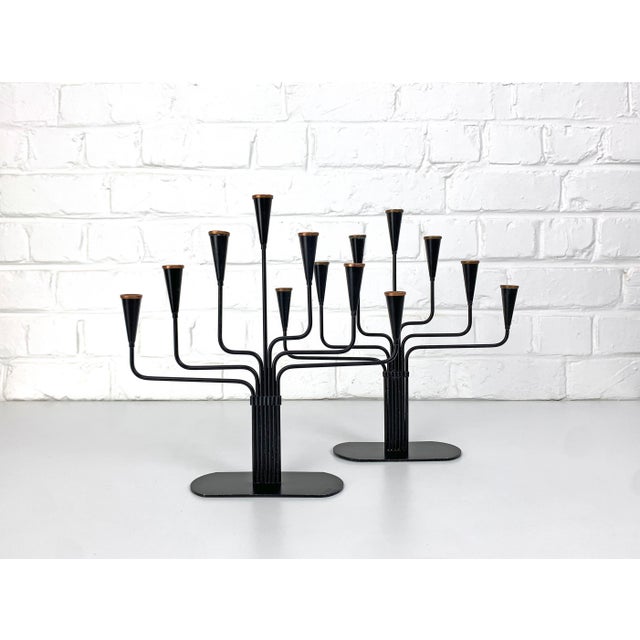 Seven-Arm Candelabras by Gunnar Ander for Ystad Metall, Sweden, 1950s, Set of 2 For Sale - Image 10 of 13