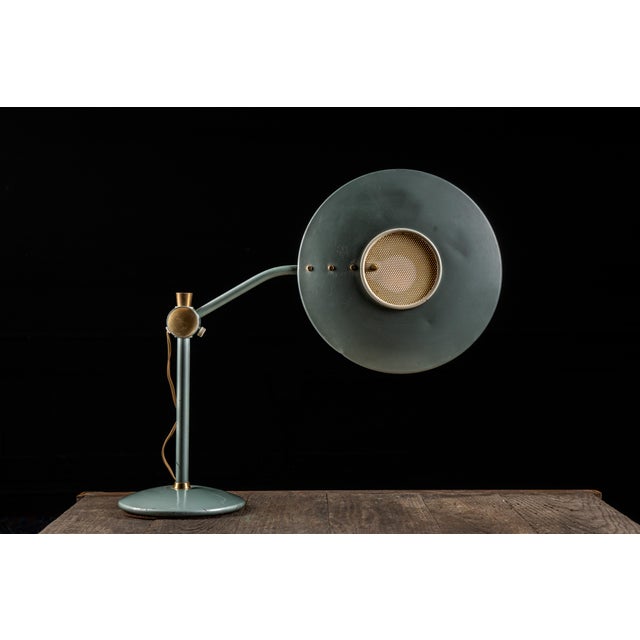 Plastic Space Age Adjustable "Model 2008" Flying Saucer Desk Lamp in Blue by Dazor For Sale - Image 7 of 13