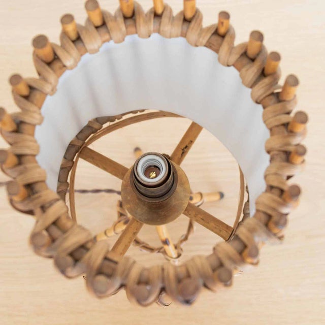 Tan 1960s French Rattan Table Lamp For Sale - Image 8 of 9