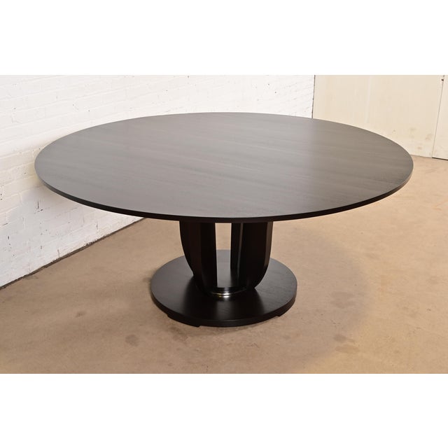 Baker Furniture Company Barbara Barry for Baker Furniture Modern Art Deco Mahogany Pedestal Dining Table, Newly Refinished For Sale - Image 4 of 9