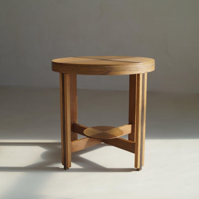 Modern Dutch Art Deco Amsterdam School Blonde Oak Side Table, 1920s For Sale - Image 3 of 10