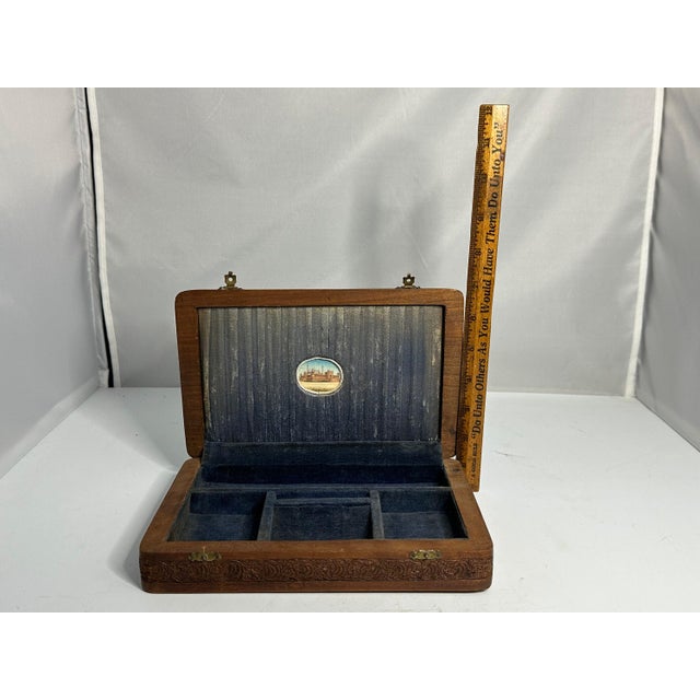 Anglo-Indian Carved Box: 19th Century Jama Masjid Miniature Painting For Sale - Image 10 of 10