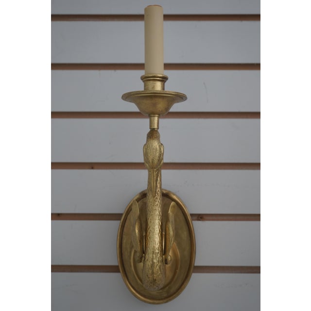 Traditional 1980s Chapman Brass Swan Electrified Wall Sconces - a Pair For Sale - Image 3 of 9