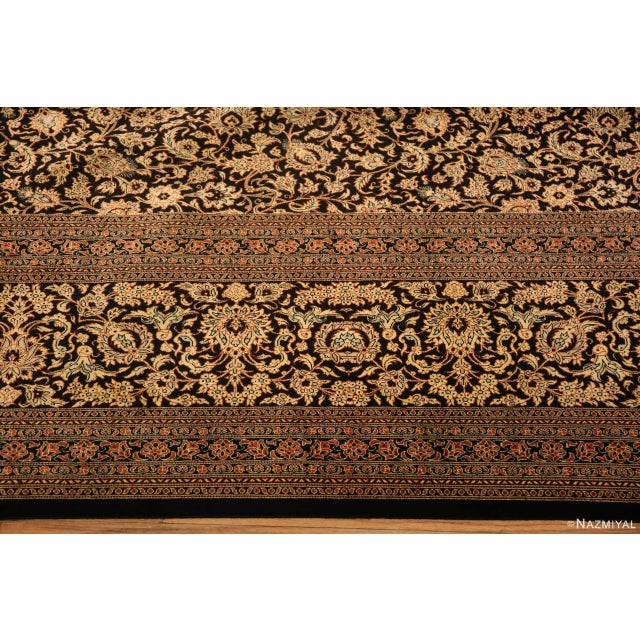 Textile Nazmiyal Collection Floral Design Vintage Persian Silk Qum Rug For Sale - Image 7 of 7