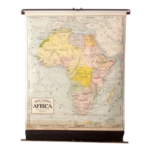 Vintage George F Cram Pull Down Map of Africa Circa 1939