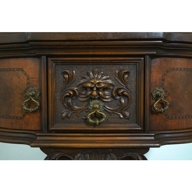 Vintage French Renaissance Carved Walnut China Cabinet For Sale - Image 13 of 18