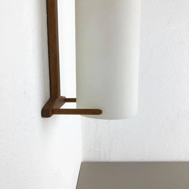 Brown Teak and Glass Wall Sconce by Uno & Östen Kristiansson for Luxus, Sweden For Sale - Image 8 of 18