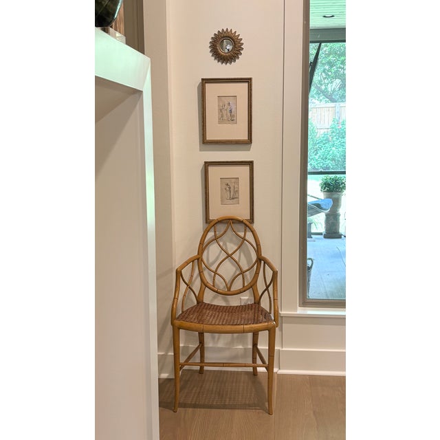 Vintage English Faux Bamboo Oval Back Armchairs in the Manner of Tom Parr for Colefax & Fowler For Sale - Image 10 of 17