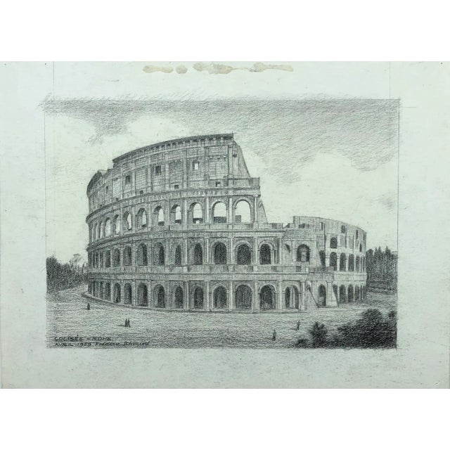 Black Frédéric Schmied, Colisée, Rome, 1959, Charcoal on Paper For Sale - Image 8 of 8