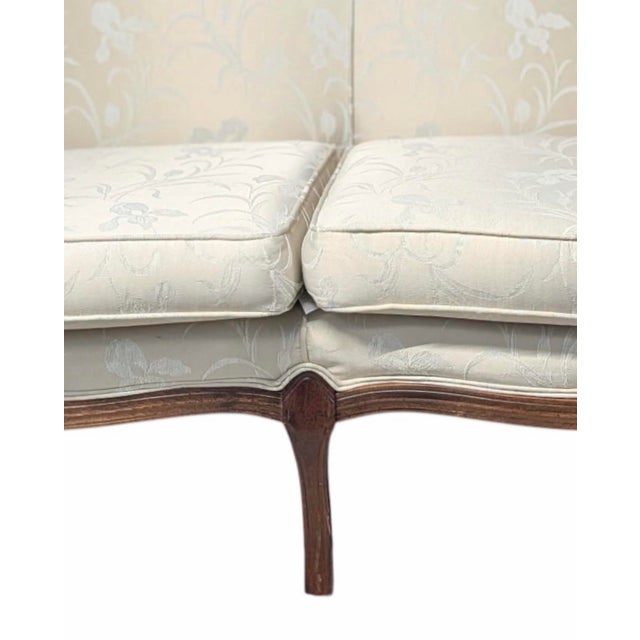 Wood Vintage Southern Furniture Co. Louis XV Style Camelback Loveseat With Exposed Wood Frame For Sale - Image 7 of 9