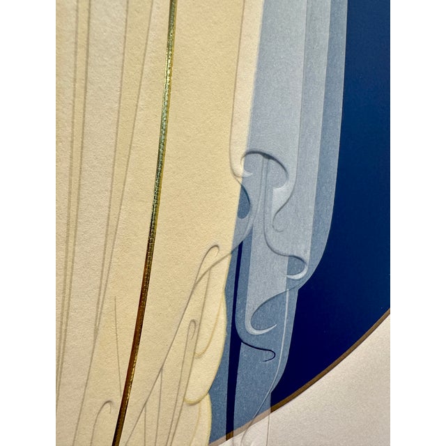 Erté “Devotion” Hand-Signed Embossed Art Deco Serigraph With Foil, 1987, Custom Framed For Sale - Image 9 of 18