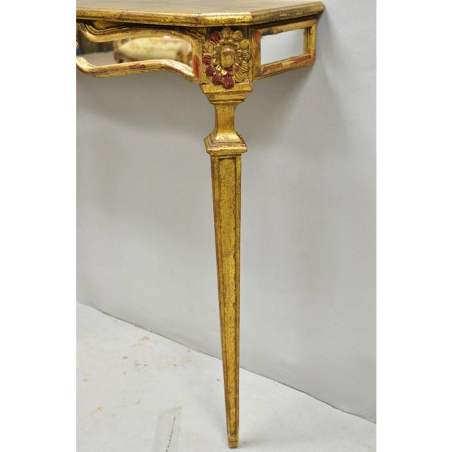 Vintage Italian Venetian Hollywood Regency Gold Gilt Small Wall Console Table For Sale - Image 10 of 18