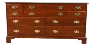 Henkel Harris Georgian Solid Cherry Wood Ten-Drawer Dresser, Newly Refinished