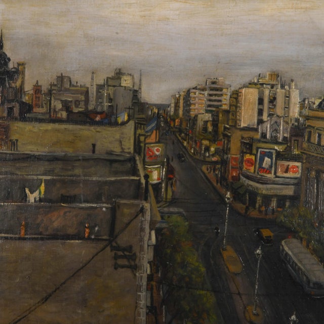 Realism Framed Signed Giovanni Columbo Bustling Cityscape For Sale - Image 3 of 14