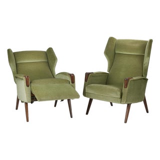 Vintage European Mid-Century Reclining Lounge Chair — Original Upholstery For Sale