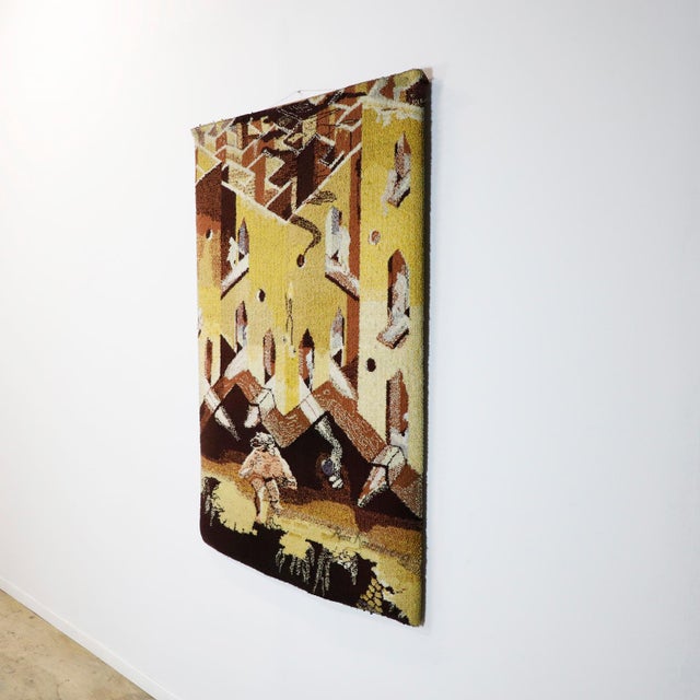 Circa 1970.We offer this Vintage Surreal Mexican Handmade Wall Rug. Completely handmade and is a unique piece